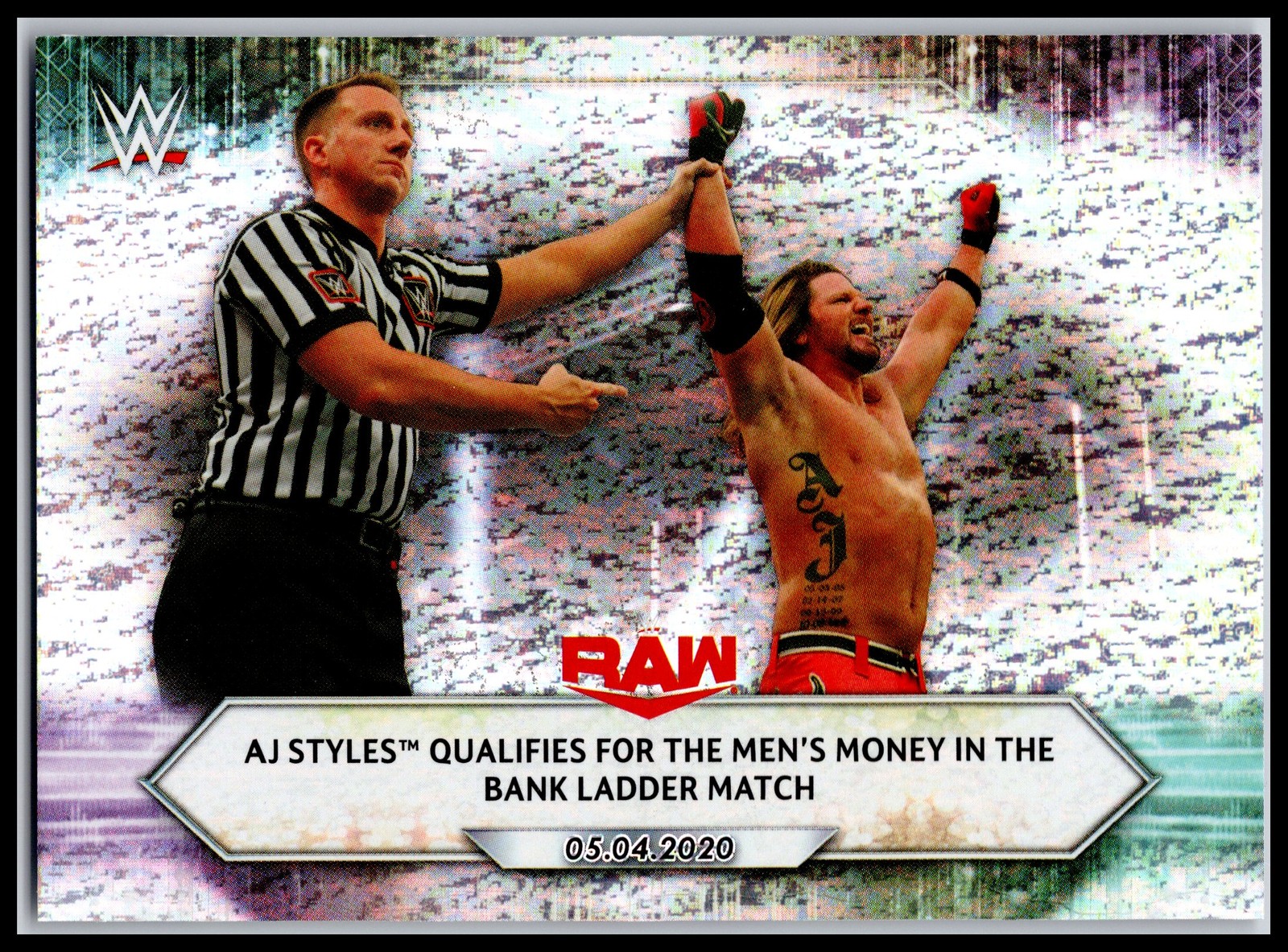 2021 Topps WWE #65 AJ Styles Qualifies Men's Money in the Bank Match Foilboard