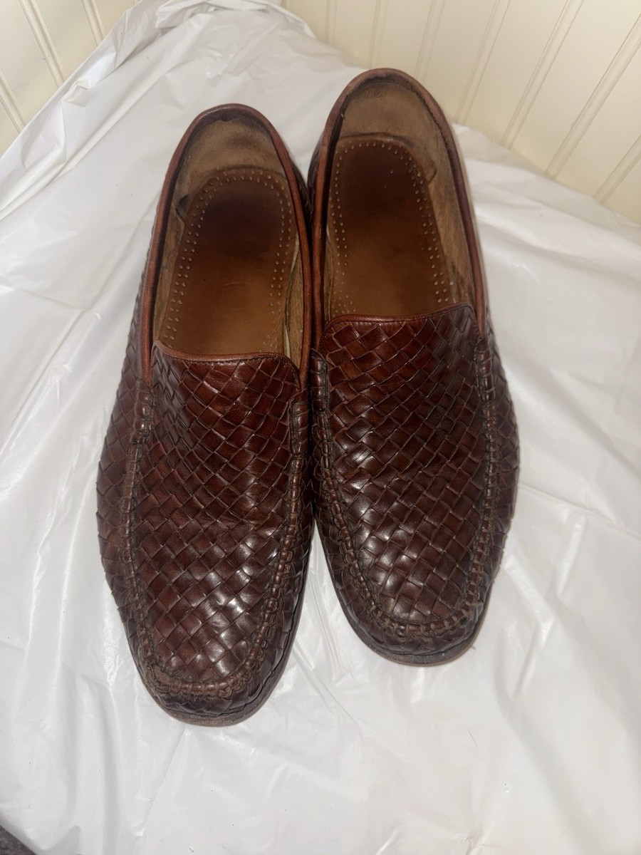 Allen Edmonds Portofino Slip-on Loafers Woven Leather Brown  display picture 1