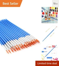 30 Pcs Blue Round Paint Brushes for Miniature Detail Painting - Kids & Art Class