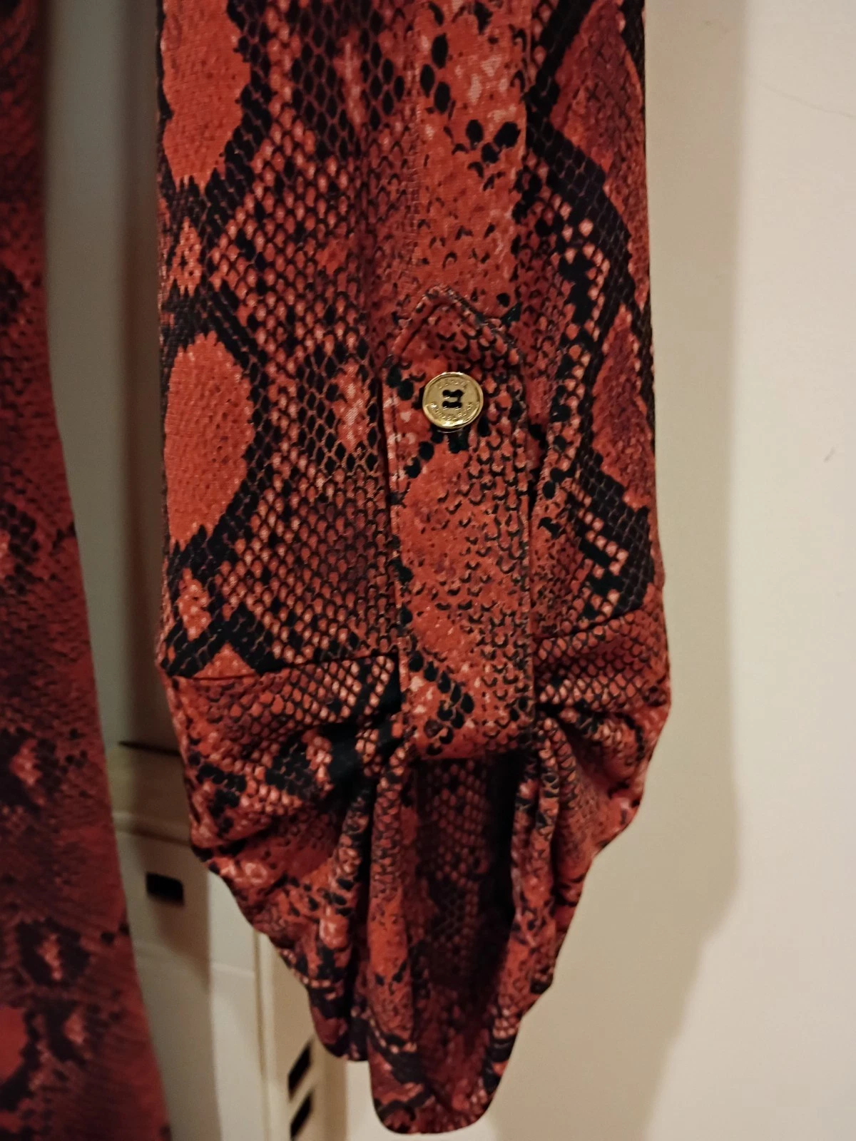 Abito MICHAEL KORS in jersey a catena arancione con stampa serpente logo oro Taglia M