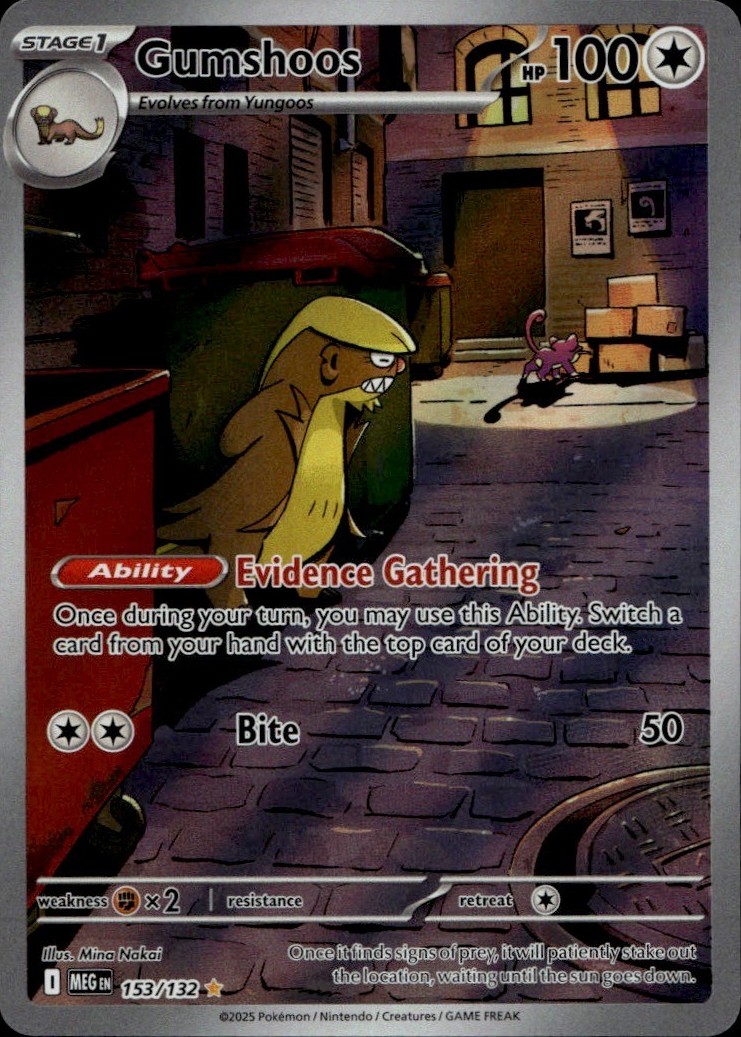 Gumshoos 153/132 Illustration Rare Mega Evolution Pokemon Holo Near Mint