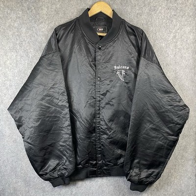 Vintage Atlanta Falcons Jacke Herren XXL Schwarz NFL 90s Varsity Bomber Druckknopf