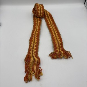 Vintage 70’s Cotton Hand Woven Belt Or Sash Oranges & Golds 50” X 1 3/4”