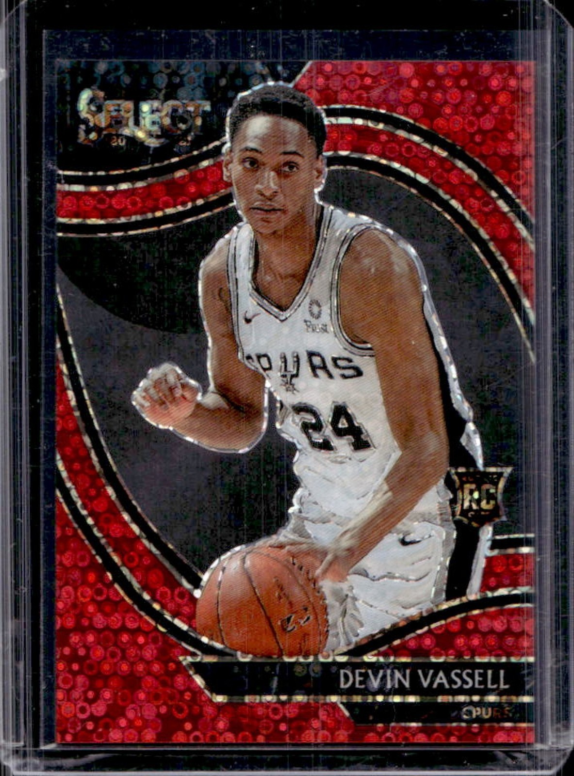 2020-21 Select Devin Vassell Red Disco Prizms RC Courtside #/49 Spurs