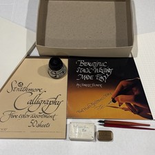 VTG Calligraphy Lot 40 Nibs, Osmiroid Ink, 1917 Tin, Stoner Manual Practice Pad