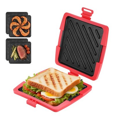 Microwave Sandwich Maker, Red Micro Toastie Maker with Removable Aluminium Gr...