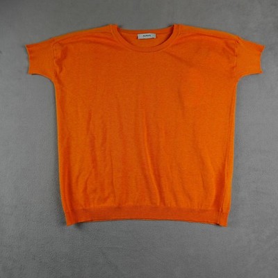 Alpha Studio Sweater Womens 44 Orange 100% Cotton Short Sleeve Top Crewneck