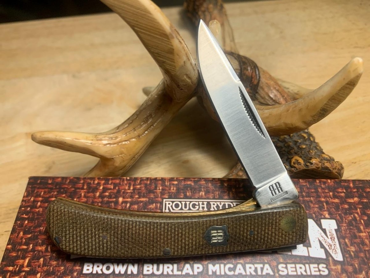 Rough Ryder Tater Skin Brown Burlap Series Work Knife 3 1/2