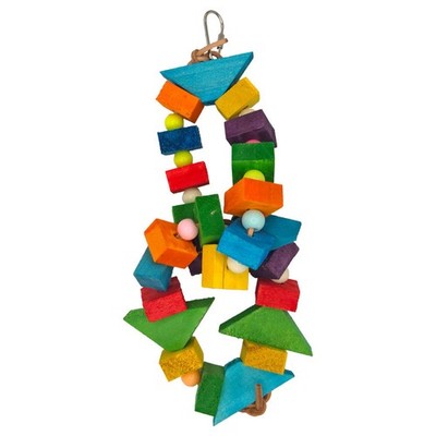 A&E Cages Happy Beaks Blocks & Bead Hanging Wood Rings Bird Toy