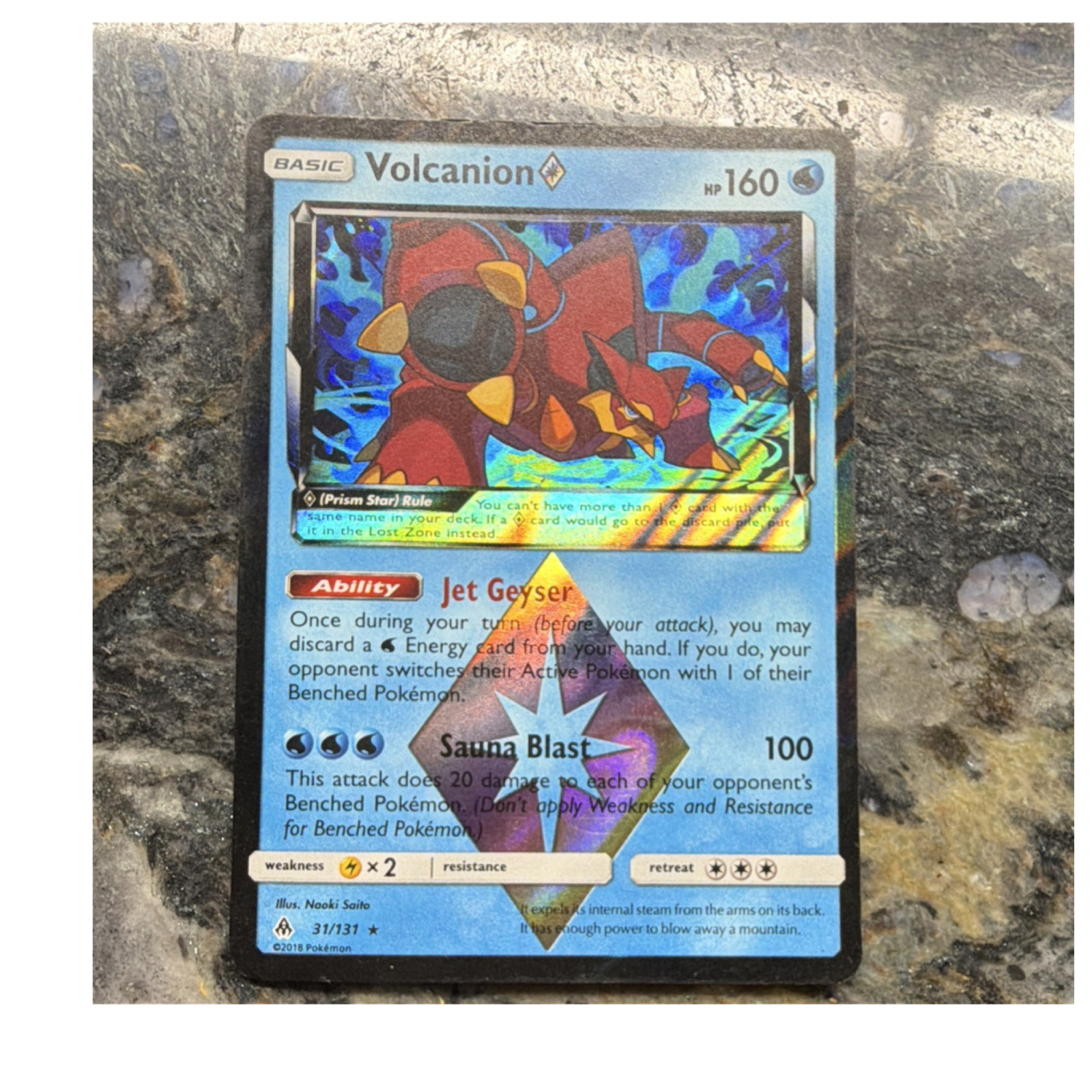 Pokemon Volcanion Prism Star 31/131 SM Forbidden Light Holo Rare 160 HP 2018