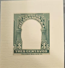 O) 1935 EL SALVADOR, PROOF, COLUMBIAN BANK NOTE, DOROTEO VASCONCELOS, SCT 561 3c