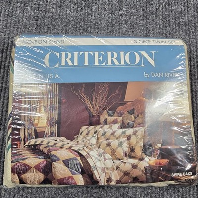 Vintage Dan River Criterion Twin Sheet Set 3 Piece Made USA Shire Oaks Design