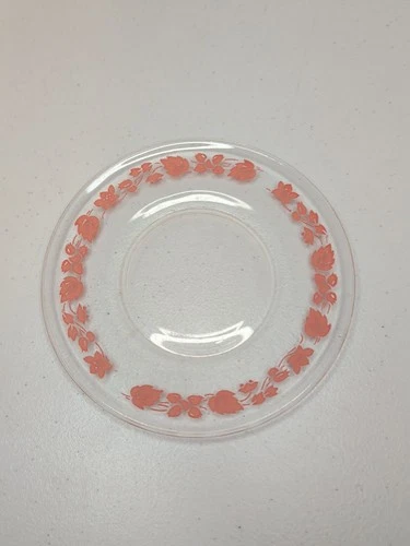 Vintage Pyrex Gooseberry Pink & Clear 6.25" Dessert Plate