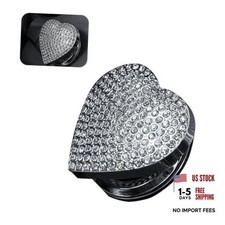 Bling Heart-Shaped Push Start Button Cover, Crystal Rhinestone Car 1 PC White