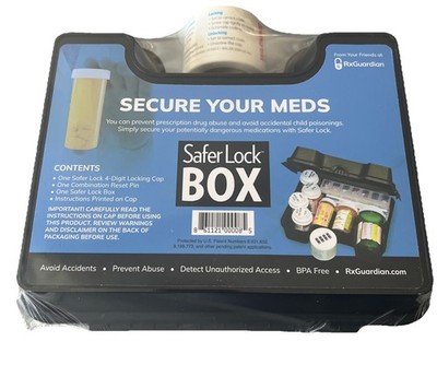 Safer Lock Box   Secure Your Meds W/ Combination 4 Digit Locking Cap . NEW 