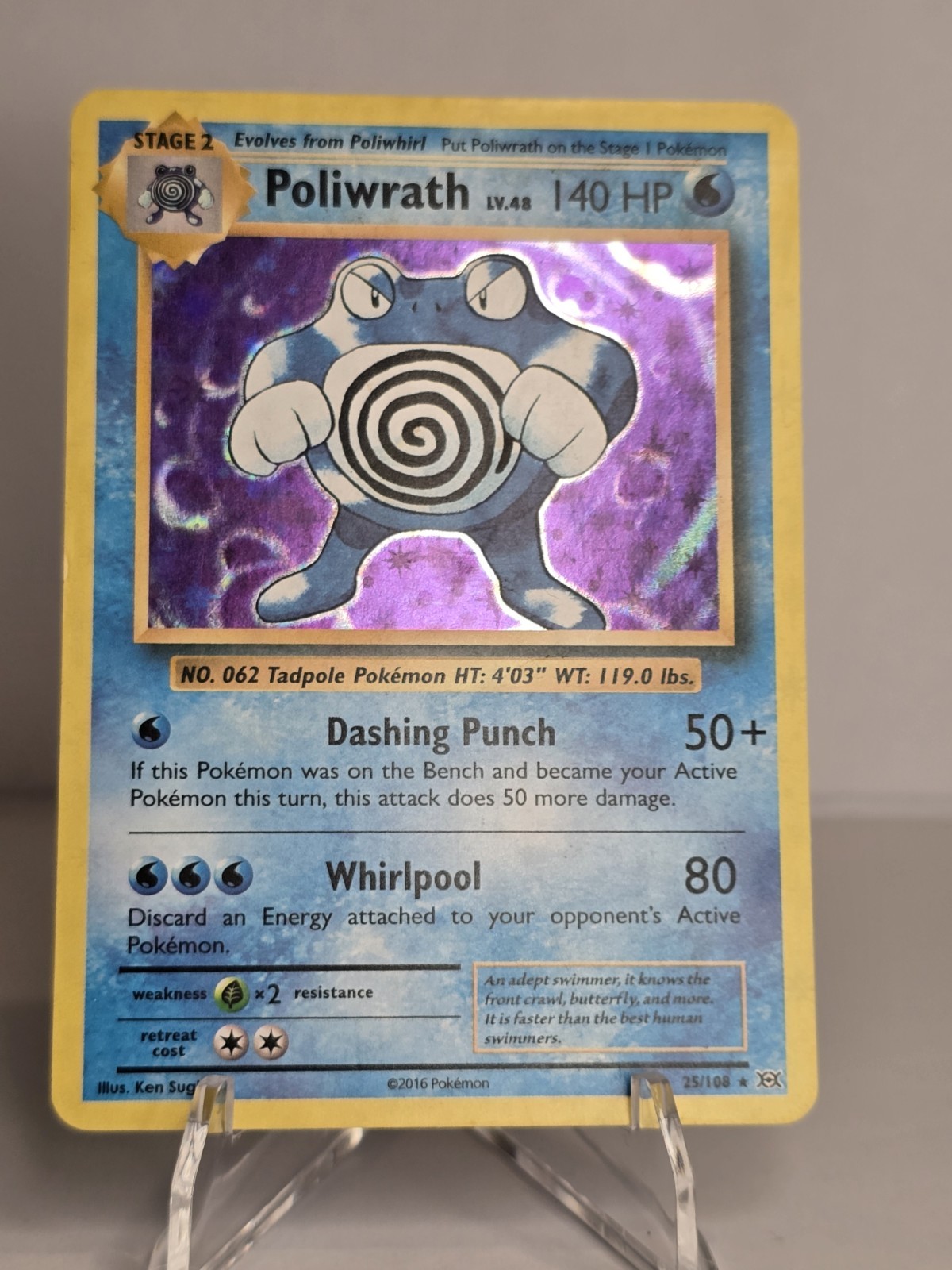 Pokemon Card - Poliwrath Base Set Unlimited 13/102 Holo Holo Rare