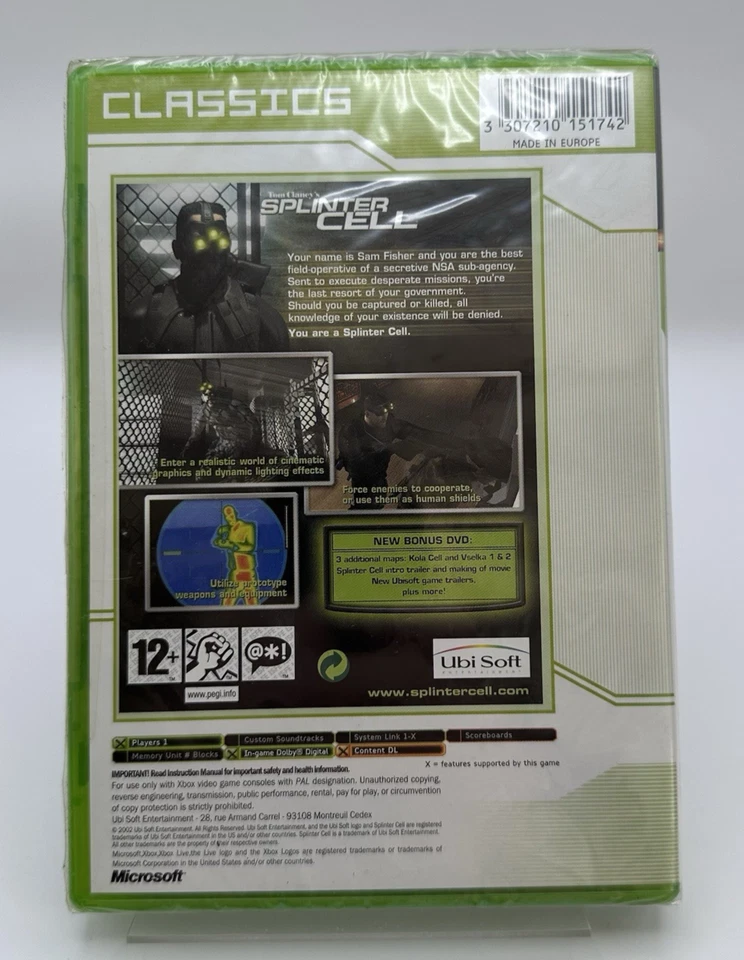 Xbox Classics Tom Clancy’s Splinter Cell, UK Pal, Brand New & Factory Sealed - Image 2 of 4