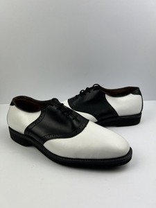 Allen Edmonds Payson Golf Shoes Mens 9 D Saddle Black White Leather Soft Spike‎ NEW Allen Edmonds Devonshire Derby Golf Cleats - 59555  main image 3