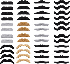 48Pcs Fake Mustaches Self-Adhesive Novelty Mustaches Set