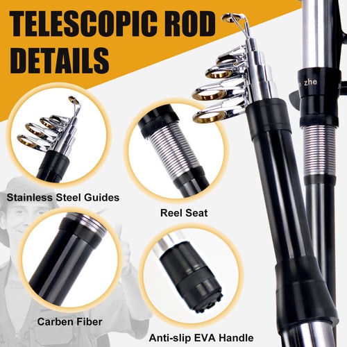 Fishing Rod Reel Combo - 2PCS 6.89ft Telescopic Fishing Poles 2PCS Spinning R... - Picture 3 of 7
