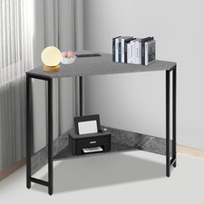 110V Gray Studying Table, Free Standing Computer Desk, Corner Desk With Outlets