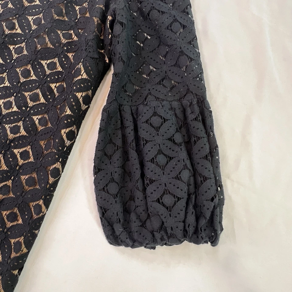 Vestido Anna Sui Anthropologie Colby Shift Negro Encaje Forrado Talla 2 Foto 3 de 4