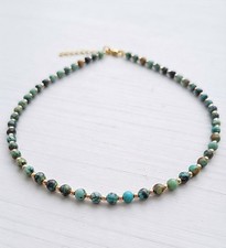African Turquoise Beaded Elegant Necklace for Women Handmade Gemstone Jewellery