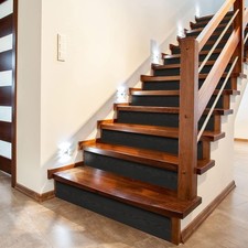 Long Strip Faux Black Wood Stair Riser Decals Peel and Stick, Black Stair Ris...