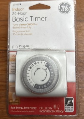 NEW GE 15431 Indoor 24-Hour Basic Lights Lighting Timer - White - Programmable