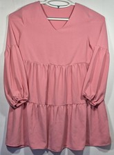 Womens Dress Sz XL Pink Long Sleeve Knee Length Boho Cottagecore NWOT  AG5