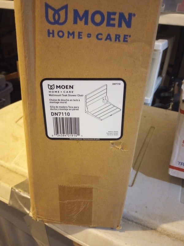 Moen DN7110 Home Care Folding Shower Seat Teak Wood & Stainless Steel Wall Mount