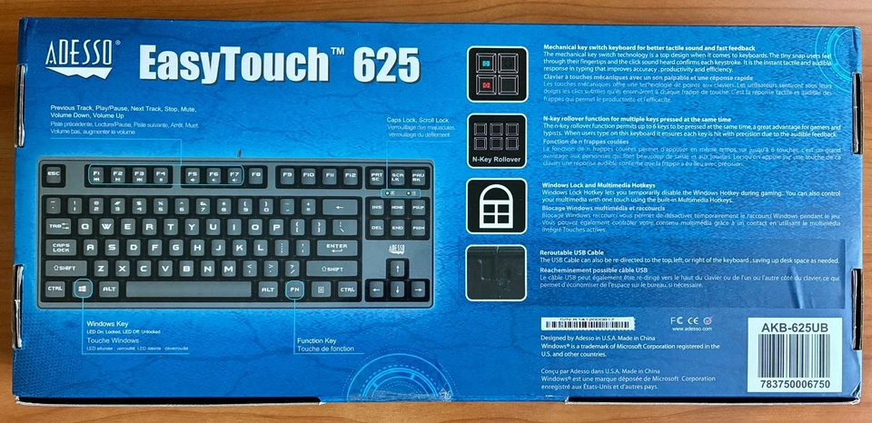 Adesso Easy Touch AKB-625UB Compact Mechanical Keyboard TKL Kailh Blue Switch - Image 3 of 4