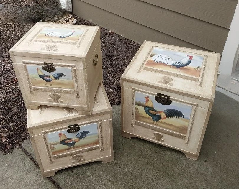 Cofre temático gallo vintage, forrado de terciopelo, SOLO MEDIANO, 15" de alto, countrycore Foto 2 de 4