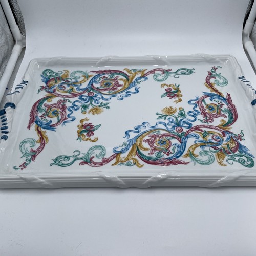 PALAIS DE VERSAILLES ELIZABETH ARDEN PORCELAIN MAKEUP TRAY VANITY TRAY TEAL PINK - Picture 4 of 9