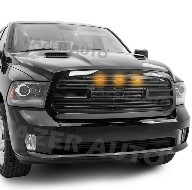 Big Horn II+LED Gloss Black Package Grille+Grille Shell for 1318 Dodge Ram 1500 eBay