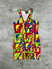 Gianni Versace Love Robert Indiana Runaway Women's Mini Dress Ss 1995 44 Rare