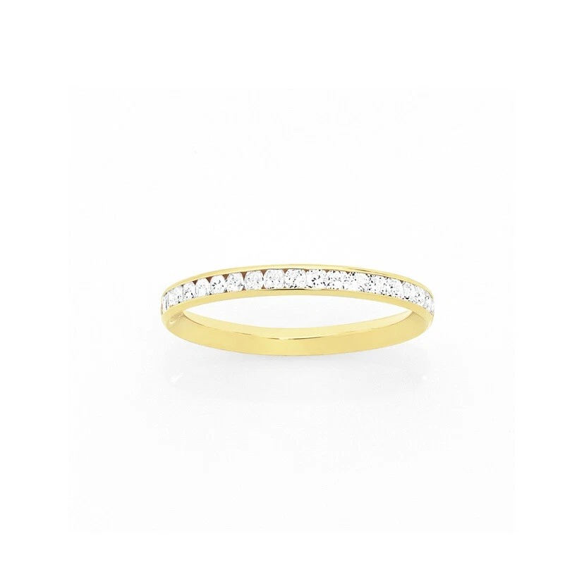 9ct Yellow Gold Cubic Zirconia Full Eternity Stacker Ring Size O