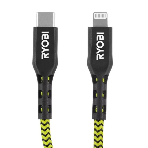 RYOBI 4 Ft. and 10 Ft. Nylon Lightening USB-a Cables - Picture 2 of 2