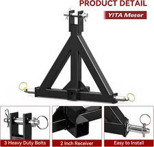 3-Point Hitch w/ 2 Receiver for Cat 1 Tractors, Quick Drawbar Adapter
