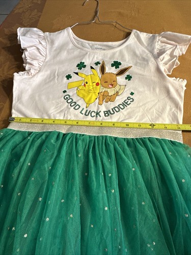 Pokemon Pikachu & Eevee Shamrock Dress - Green Tulle - Girls XL 14-(NWT) - Picture 7 of 9