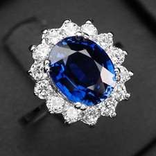 Precious Royal Blue Sapphire 4.20Ct 925 Sterling Silver White Gold Plated Rings