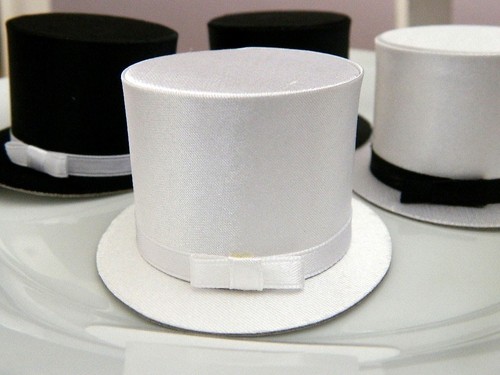6 Black and White Top Hat Favor Boxes 