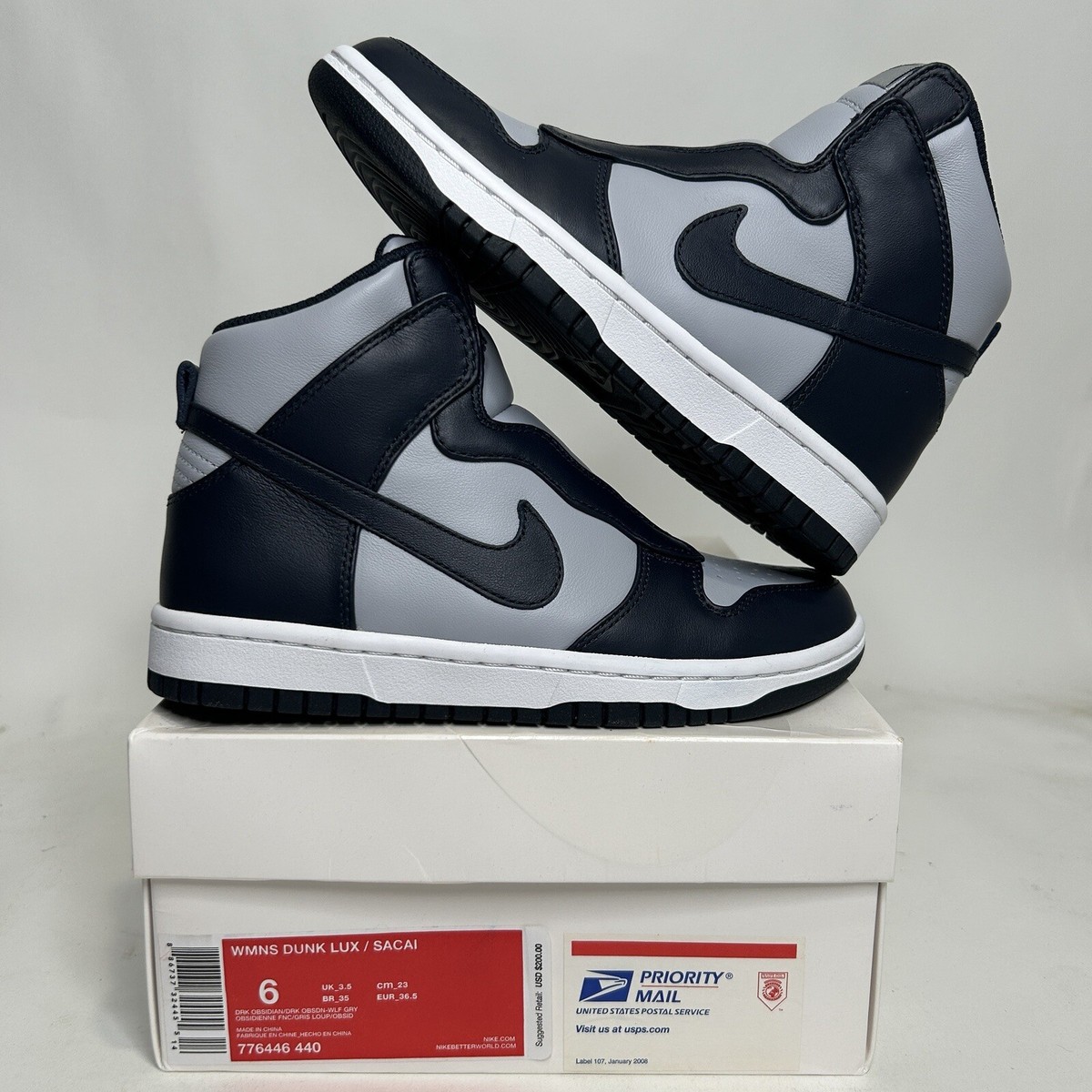 Nike NikeLab x Sacai Dunk Lux WMNS “Grey Navy Blue White