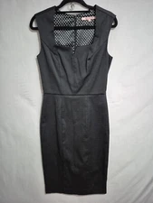 Review Black Midi Pencil Dress Sleeveless Square Notched Neckline Business Party