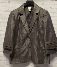 Chico's Sz 2 Large Women's Blazer Jacket Metallic Brown Suit Separate Light