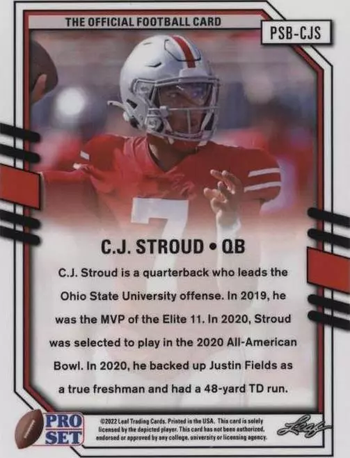 2022 Leaf Pro Set Draft C. J. Stroud #PSB-CJS