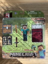 NEW Minecraft STEVE Overworld Survival Pack Series 1 Action Figure  Bed 2014
