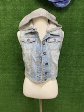 Ci Sono By Cavalini Light Jean Hooded Vest Jacket Size Small