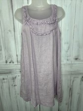 Cp Shades Light Purple Lavender Ruffle Trim Linen Sleeveless Mini Shift Dress Xs