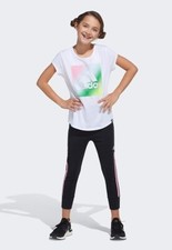 adidas Girls' Short Sleeve Cotton Scoop Neck Tee T-Shirt Rainbow NWT Size L 14